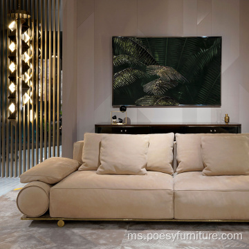 Perabot ruang tamu sofa moden kulit nappa